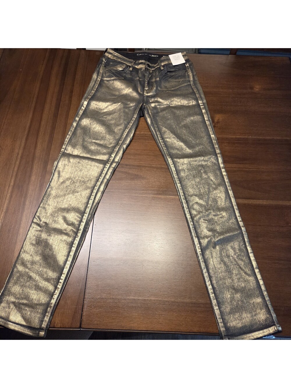 Calvin Klein Jeans Ultimate Skinny Gold Metallic Waxed W29 L32 NWT